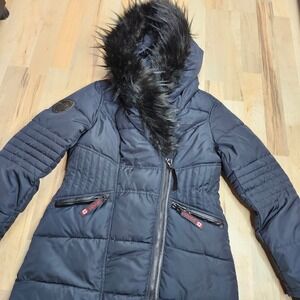 Canada Weather‎ Gear Puffer Coat Faux Fur Trimmed Hood Winter Warm Size M
